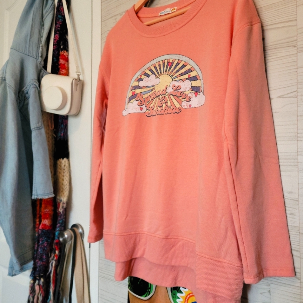 C&C California longline Sunshine peach fleece sweatshirt